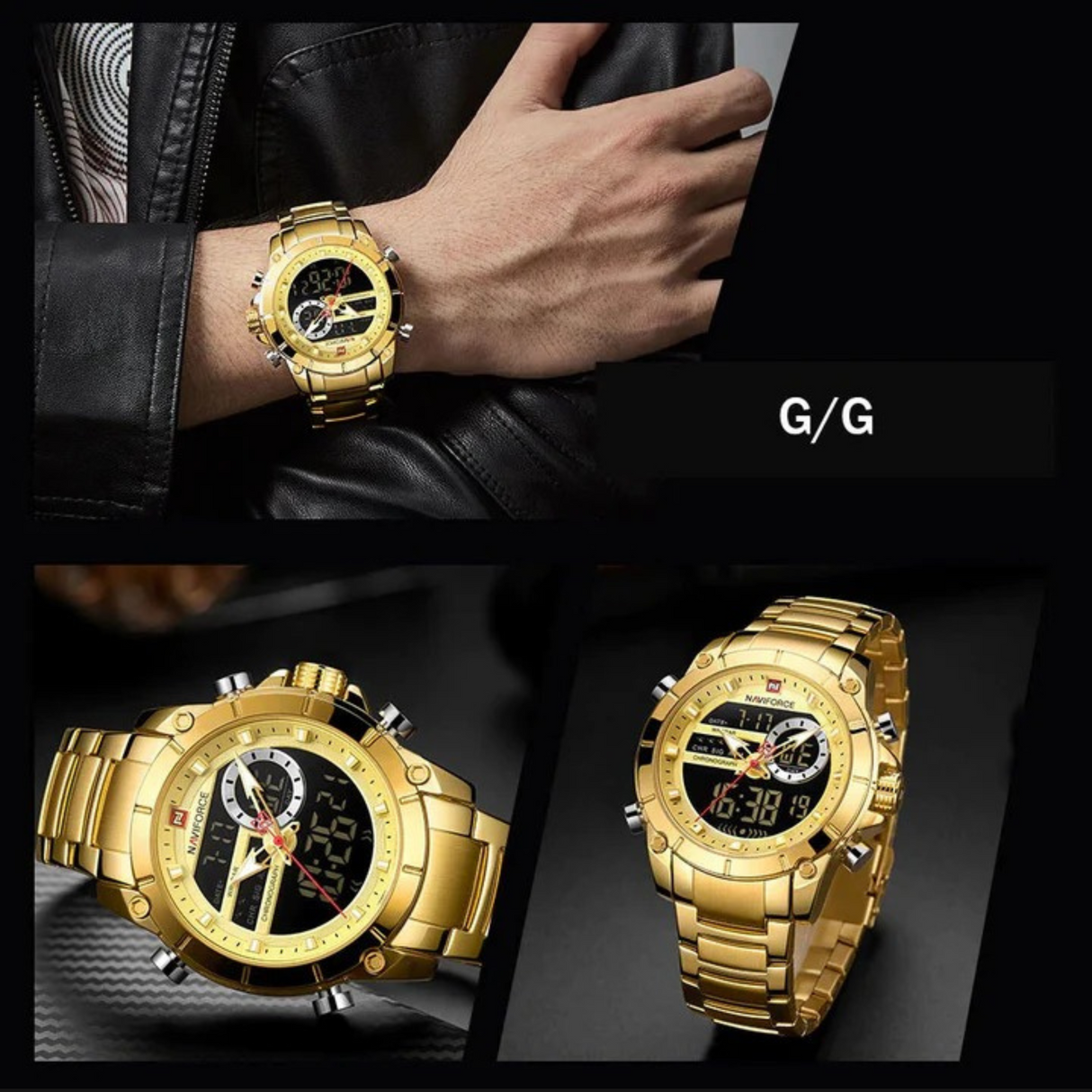 RELOJ ANALOGICO-DIGITAL HOMBRE NF9163 NAVIFORCE DORADO CLASICO 1030938