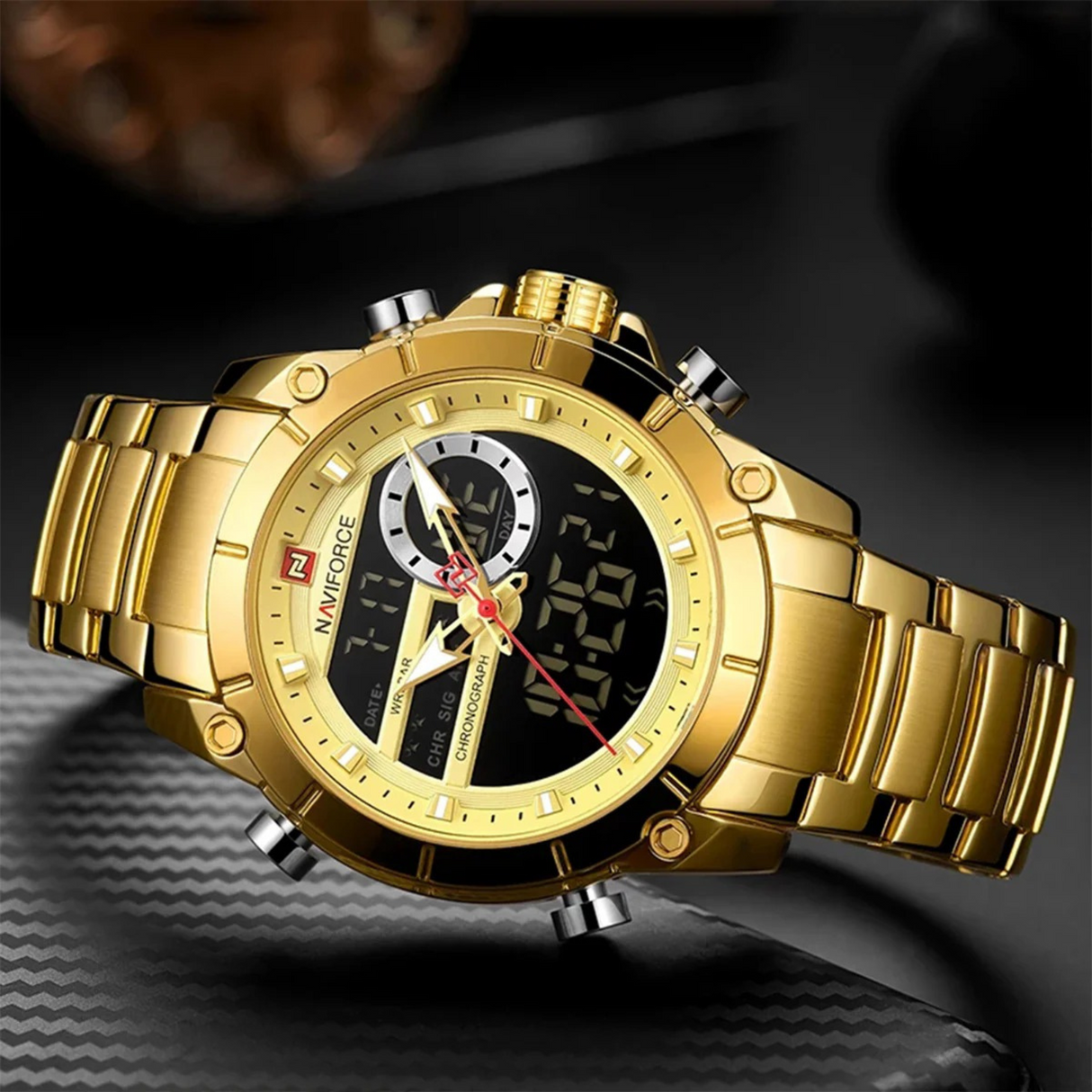 RELOJ ANALOGICO-DIGITAL HOMBRE NF9163 NAVIFORCE DORADO CLASICO 1030938