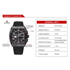 RELOJ ANALOGICO HOMBRE NF8052 NAVIFORCE NEGRO CASUAL 1030905