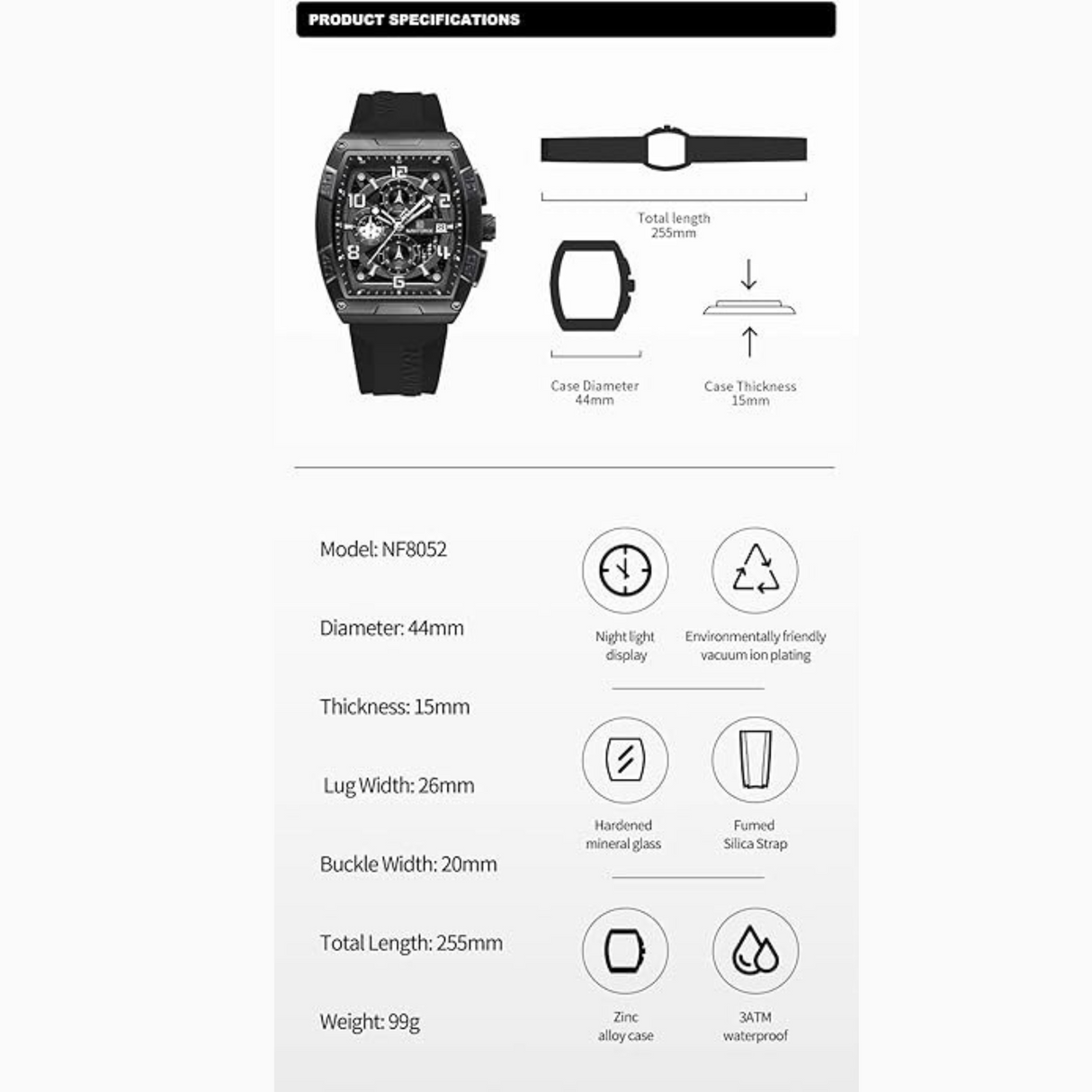 RELOJ ANALOGICO HOMBRE NF8052 NAVIFORCE NEGRO CASUAL 1030905
