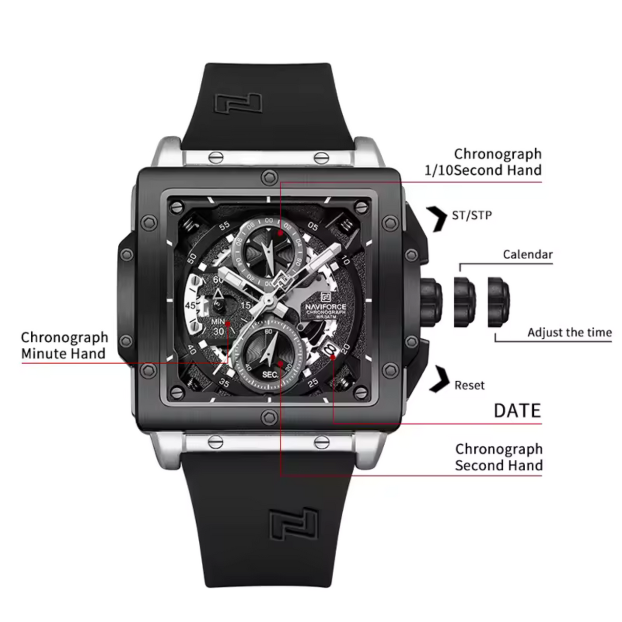 RELOJ ANALOGICO HOMBRE NF8064 NAVIFORCE NEGRO CASUAL 1030914