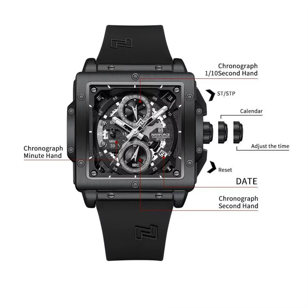 RELOJ ANALOGICO HOMBRE NF8064 NAVIFORCE NEGRO CASUAL 1030915