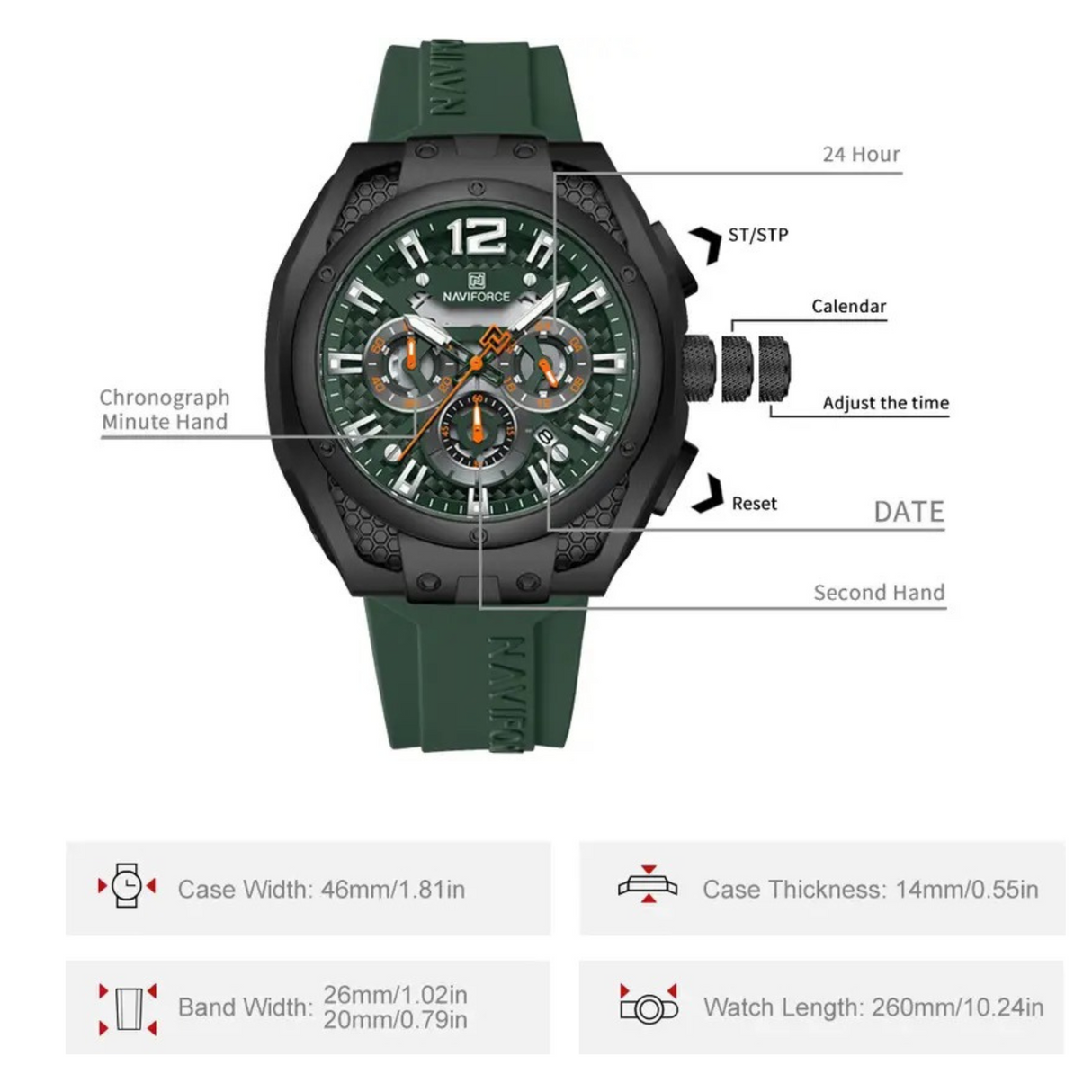 RELOJ ANALOGICO HOMBRE NF8063 NAVIFORCE VERDE CASUAL 1030911