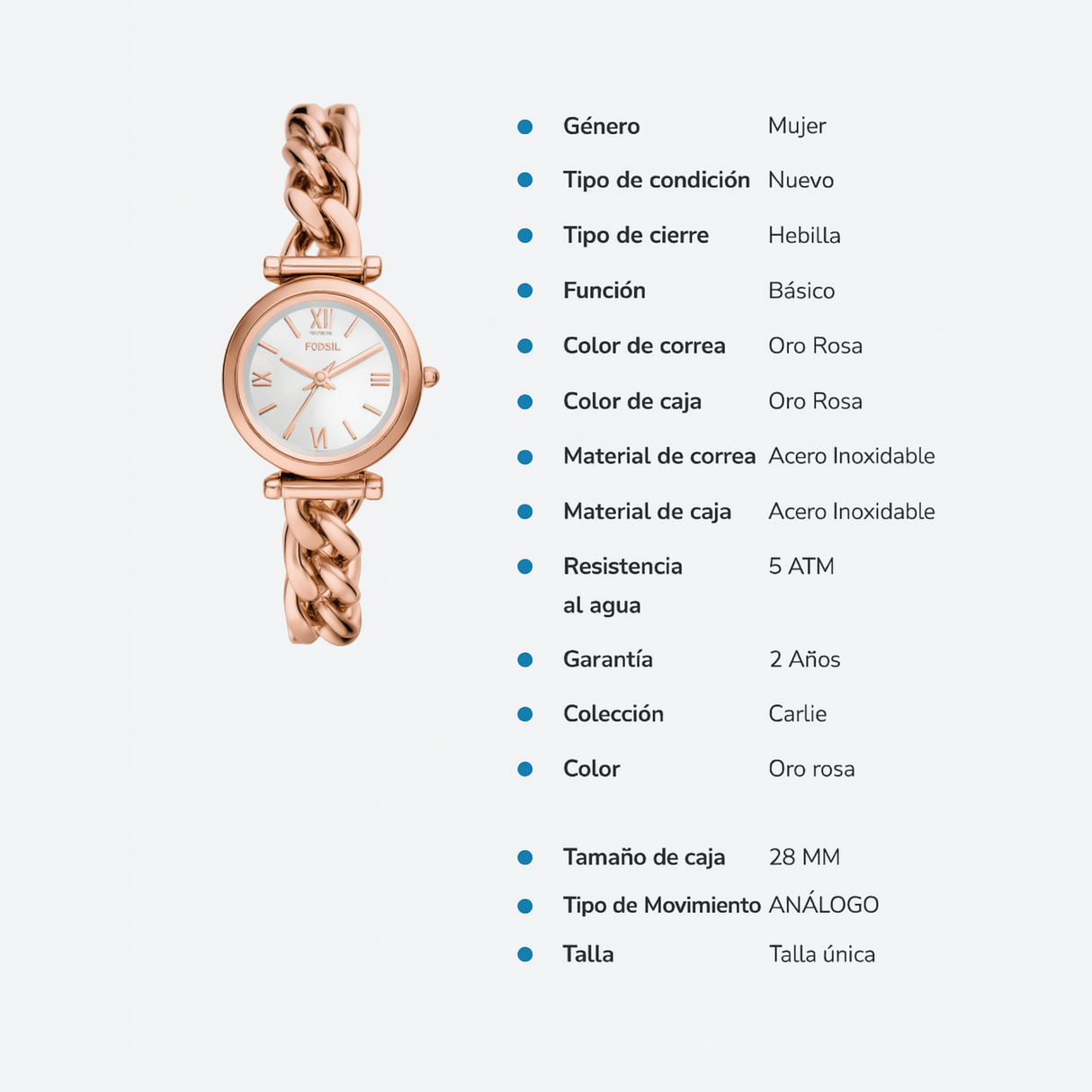 RELOJ ANALOGICO MUJER ES5330 FOSSIL ROSE GOLD CASUAL 1031032