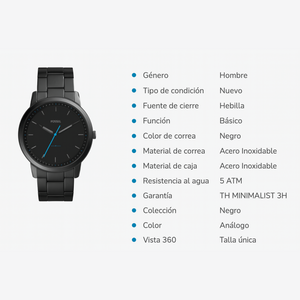 RELOJ ANALOGICO HOMBRE FS5308 FOSSIL	NEGRO CLASICO 1031033