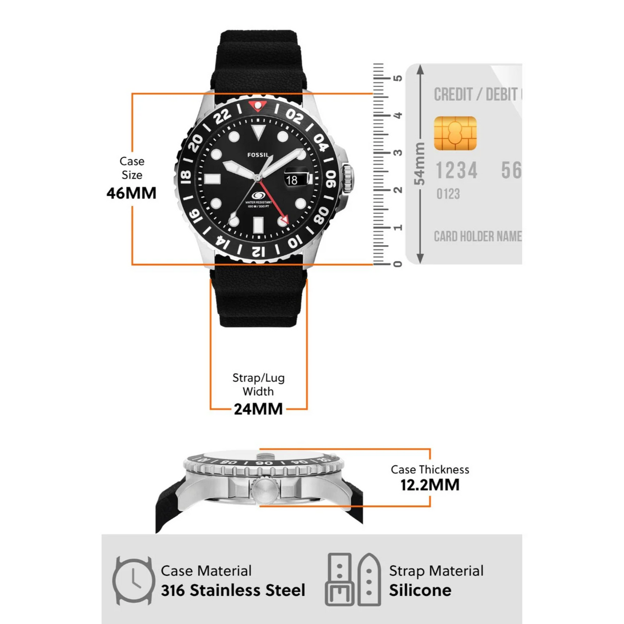 RELOJ ANALOGICO HOMBRE FS6036 FOSSIL	NEGRO CLASICO 1031022