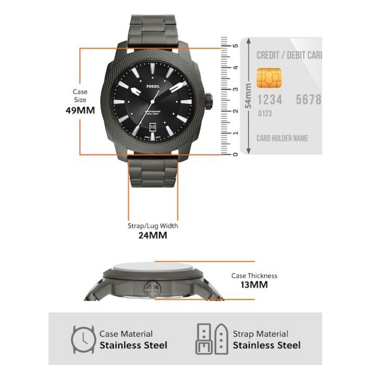 RELOJ ANALOGICO HOMBRE FS5970 FOSSIL	PLATEADO CLASICO 1031020
