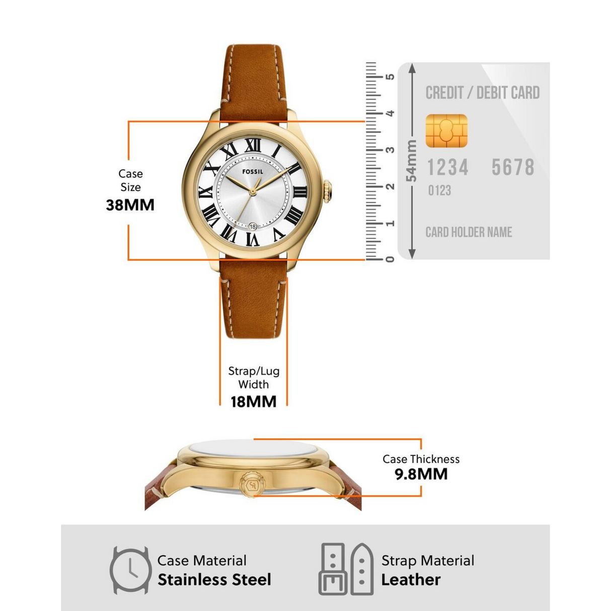 RELOJ ANALOGICO MUJER ES5397 FOSSIL MARRON CASUAL 1031016