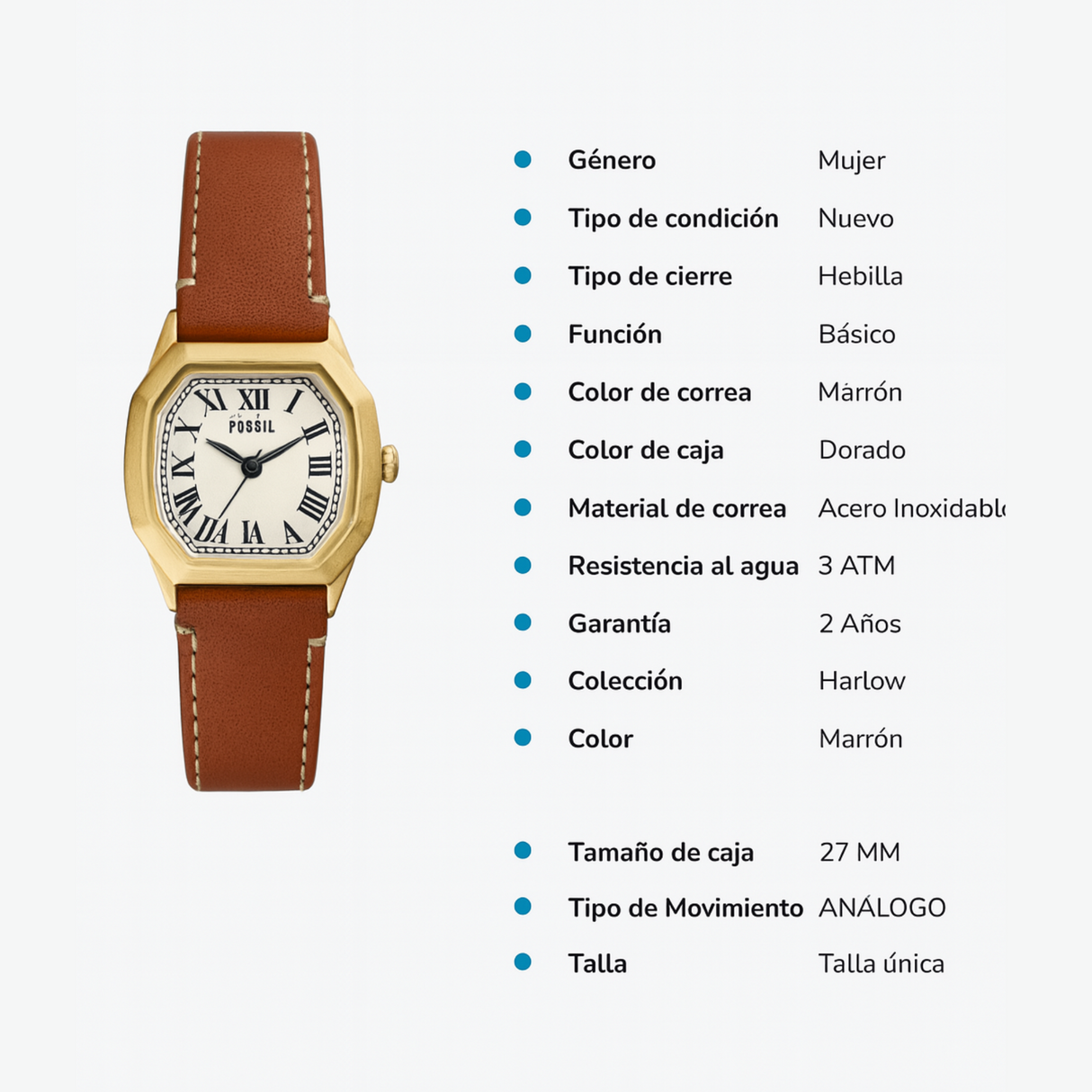 RELOJ ANALOGICO MUJER ES5364 FOSSIL MARRON CASUAL 1031014
