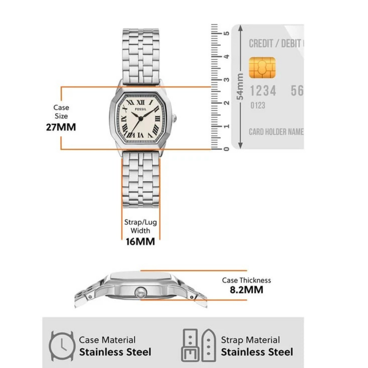RELOJ ANALOGICO MUJER ES5363 FOSSIL PLATEADO CASUAL 1031013