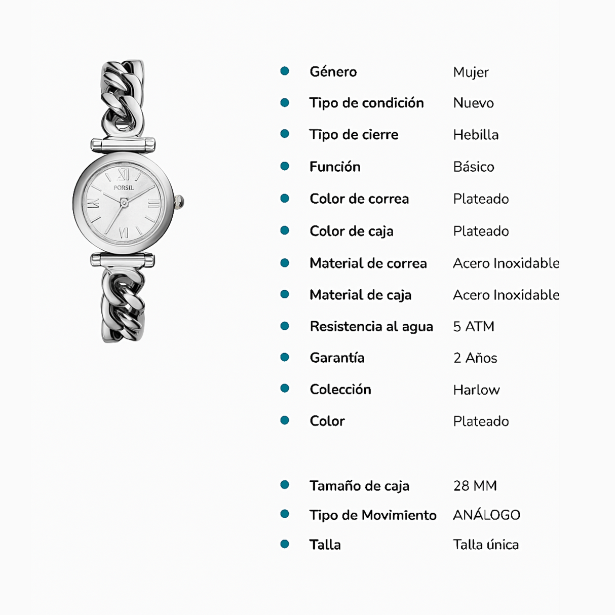 RELOJ ANALOGICO MUJER ES5331 FOSSIL PLATEADO CASUAL 1031012