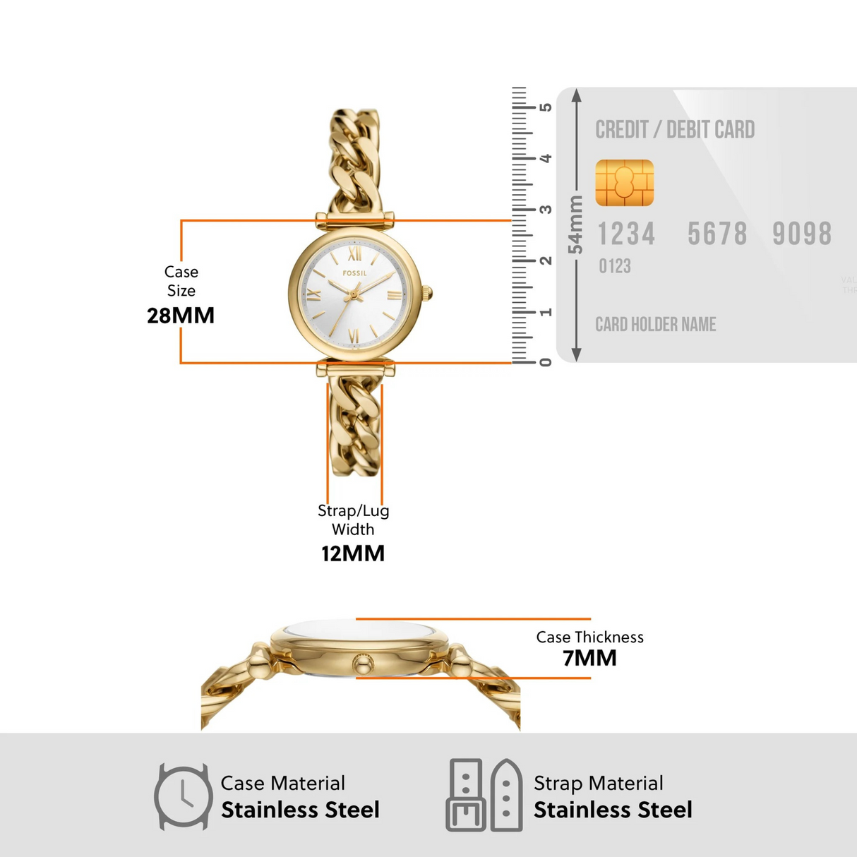 RELOJ ANALOGICO MUJER ES5329 FOSSIL DORADO CASUAL 1031011