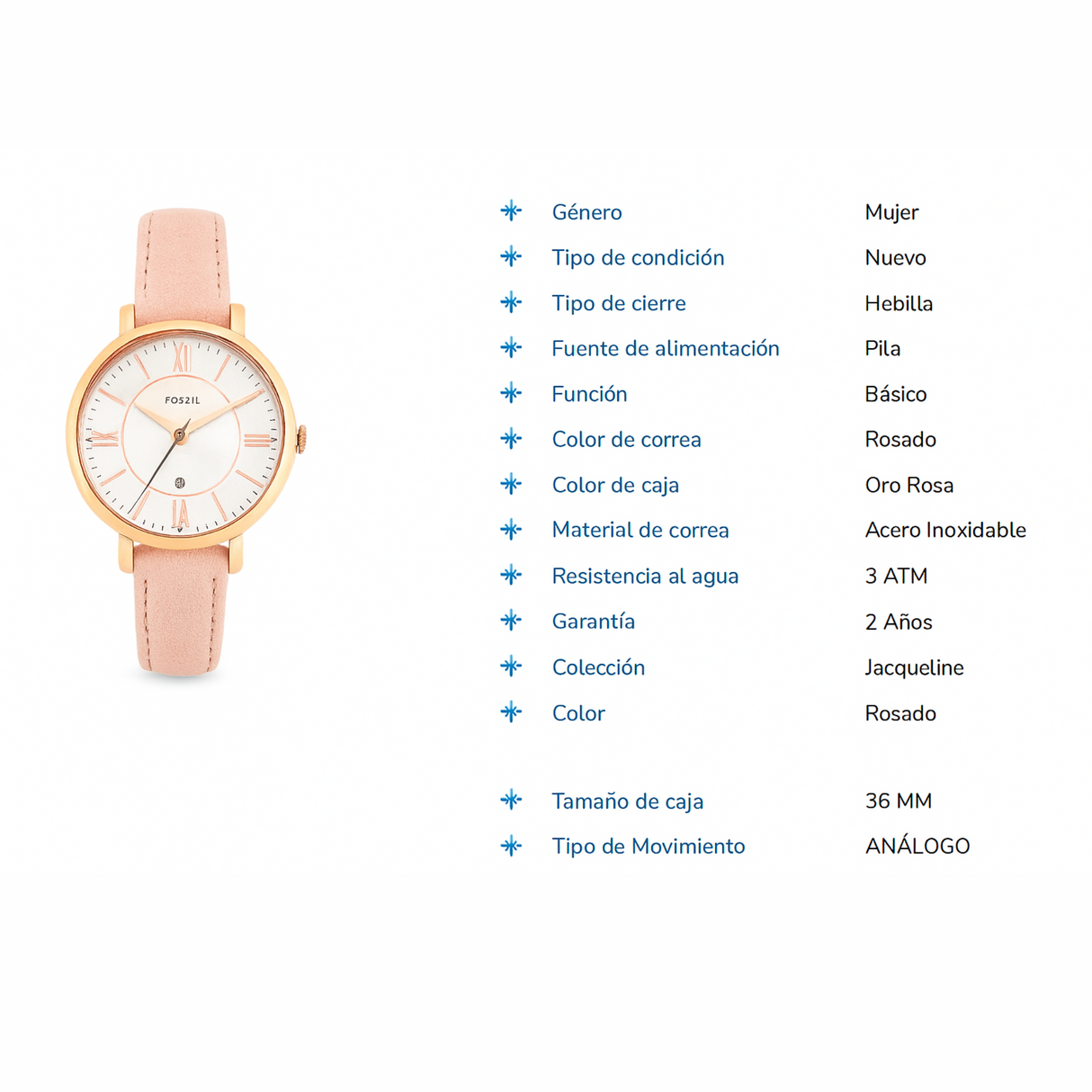 RELOJ ANALOGICO MUJER ES3988 FOSSIL BEIGE CASUAL 1031006