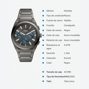 RELOJ ANALOGICO HOMBRE FS6107 FOSSIL PLATEADO CLASICO 1031030