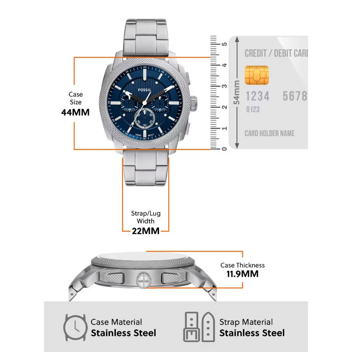 RELOJ ANALOGICO HOMBRE FS6096 FOSSIL	PLATEADO CLASICO 1031029