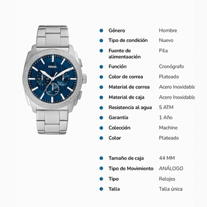 RELOJ ANALOGICO HOMBRE FS6096 FOSSIL	PLATEADO CLASICO 1031029