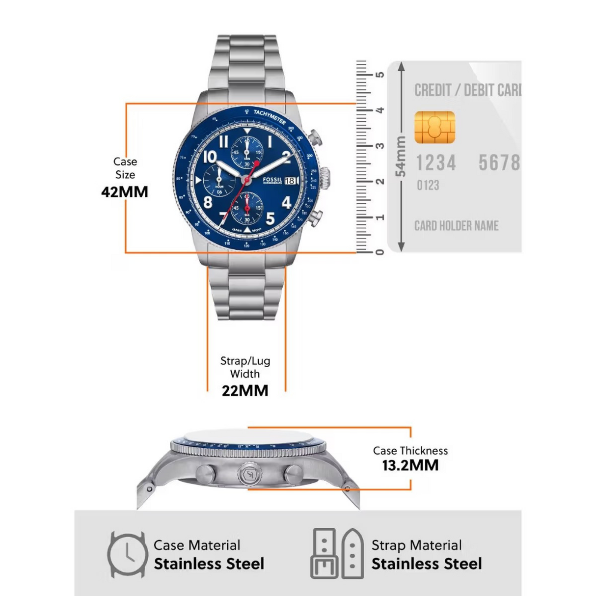 RELOJ ANALOGICO HOMBRE FS6047 FOSSIL	PLATEADO CLASICO 1031025