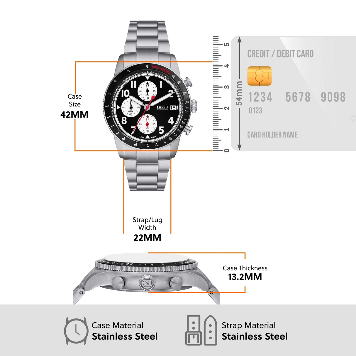 RELOJ ANALOGICO HOMBRE FS6045 FOSSIL	PLATEADO CLASICO 1031024