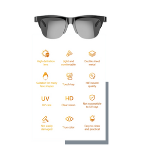 SMART GLASSES BLUETOOTH 5.3 LENTES DE SOL INTELIGENTE UV400 UNISEX F-06 SMART TIME