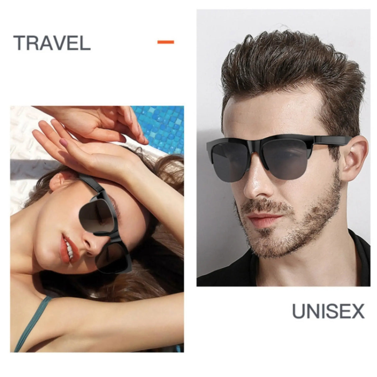 SMART GLASSES BLUETOOTH 5.3 LENTES DE SOL INTELIGENTE UV400 UNISEX F-06 SMART TIME