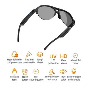 SMART GLASSES BLUETOOTH 5.3 LENTES DE SOL INTELIGENTE UV400 UNISEX F-08 SMART TIME